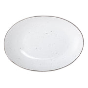 Servierteller Emily, oval, weiß mit feinen Sprenkeln und schmalem Rand