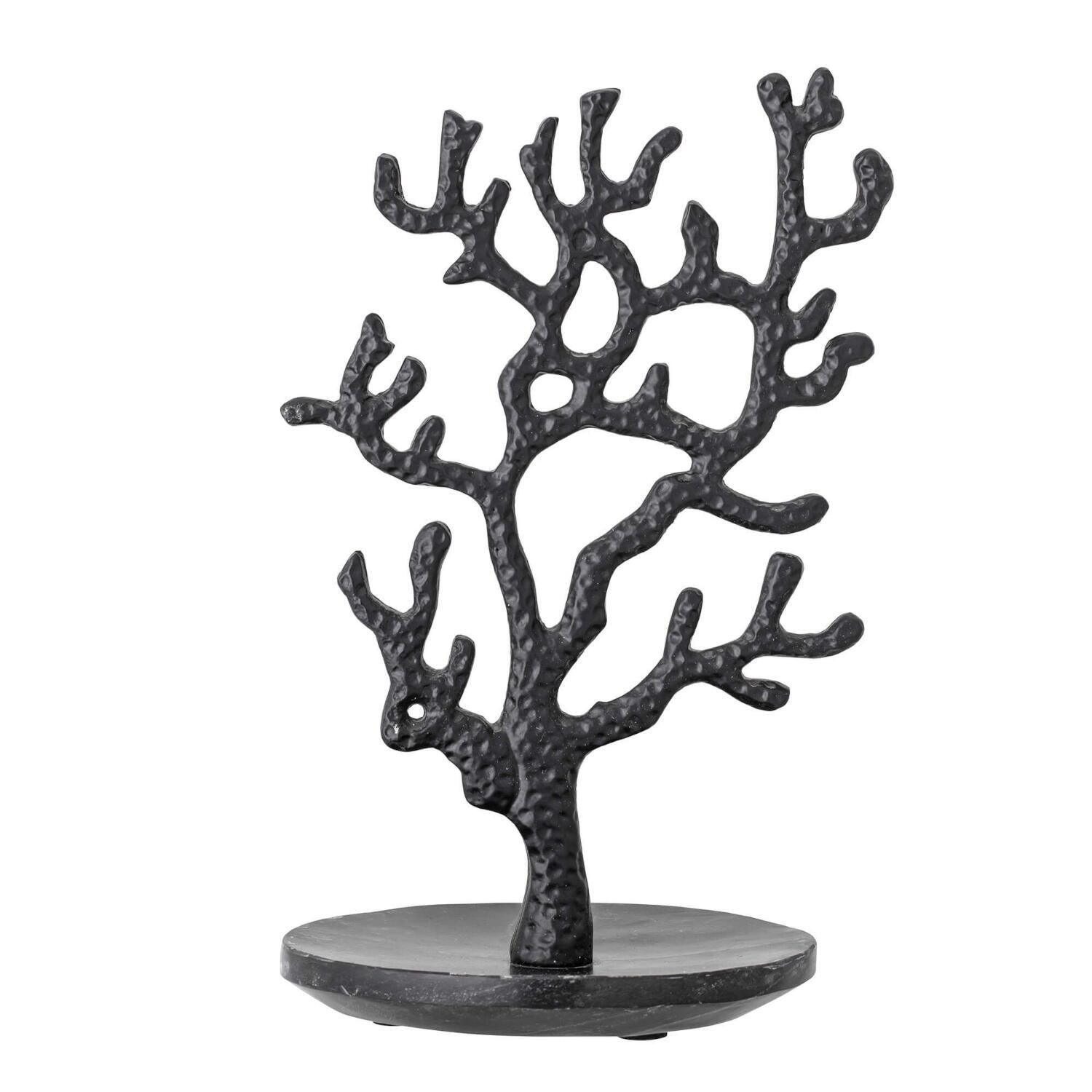 Schmuckständer Heza, schwarzer Baum mit Ästchen auf rundem Sockel