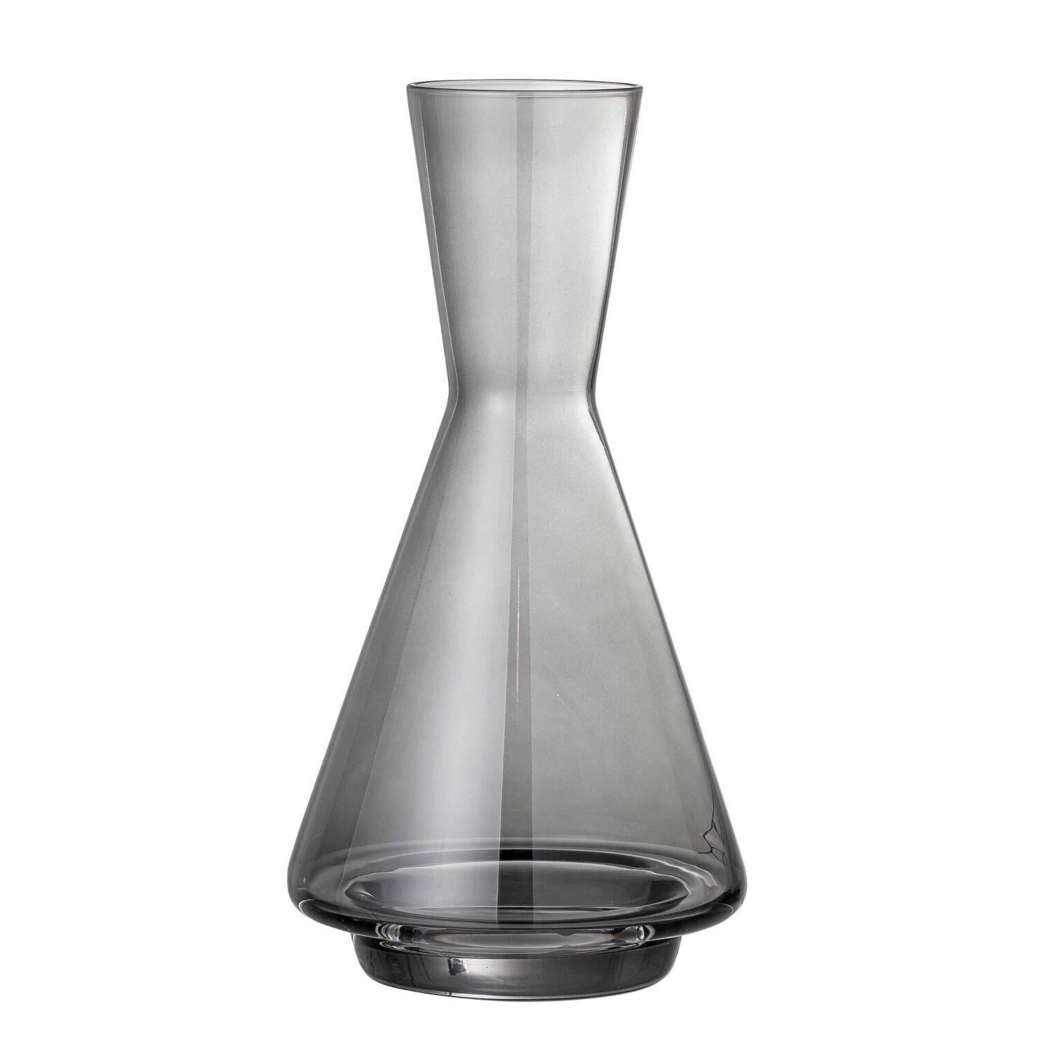 Dekanter aus grauem Glas, schlanke Tropfenform, 14,5×27 cm