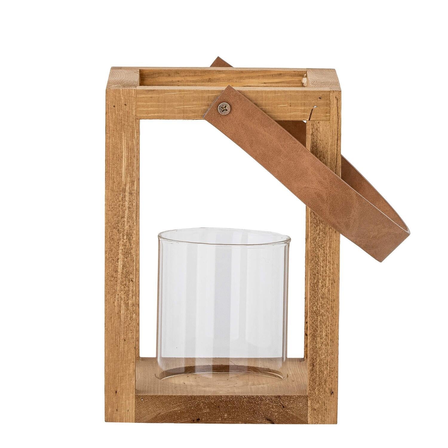 Laterne mit Glas "Lyra" - 14x14x20 cm (Natur)