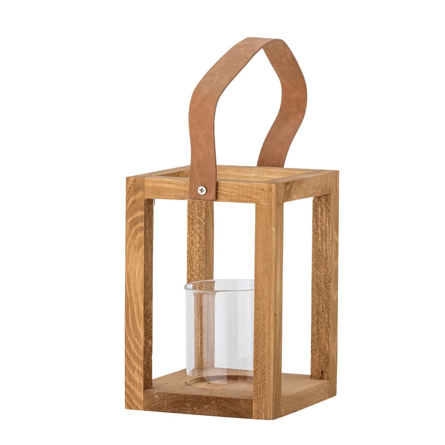 Laterne mit Glas "Lyra" - 14x14x20 cm (Natur)