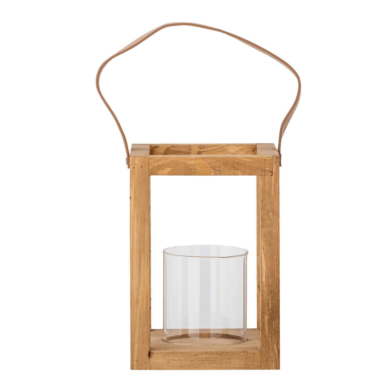 Laterne mit Glas "Lyra" - 14x14x20 cm (Natur)