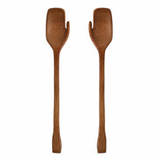 Salatbesteck-Zange aus Holz im braunen Ton, 2er-Set