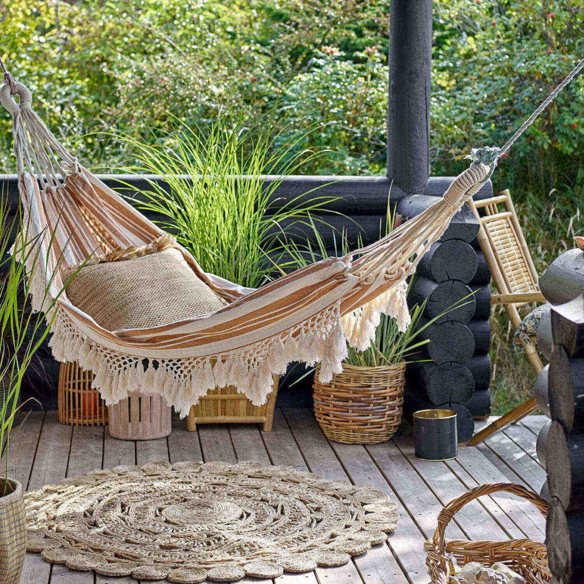 Rattan-Laterne "Cawo" im 2er-Set (Natur)