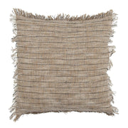 Kissen mit Fransen, naturfarbenes Streifenmuster, quadratisch 45×45 cm