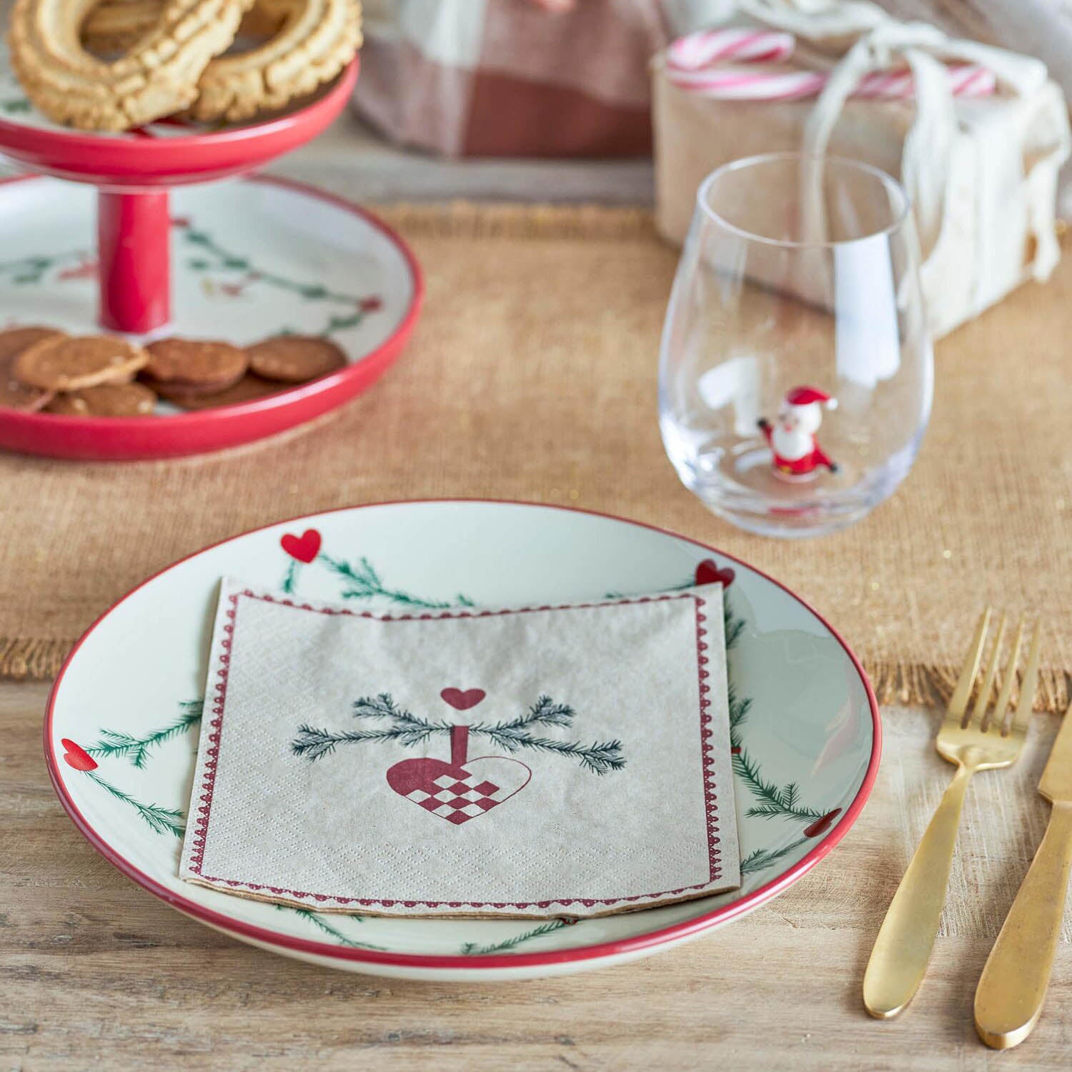 Papierserviette "Yule" - 33x33 cm (Rot)
