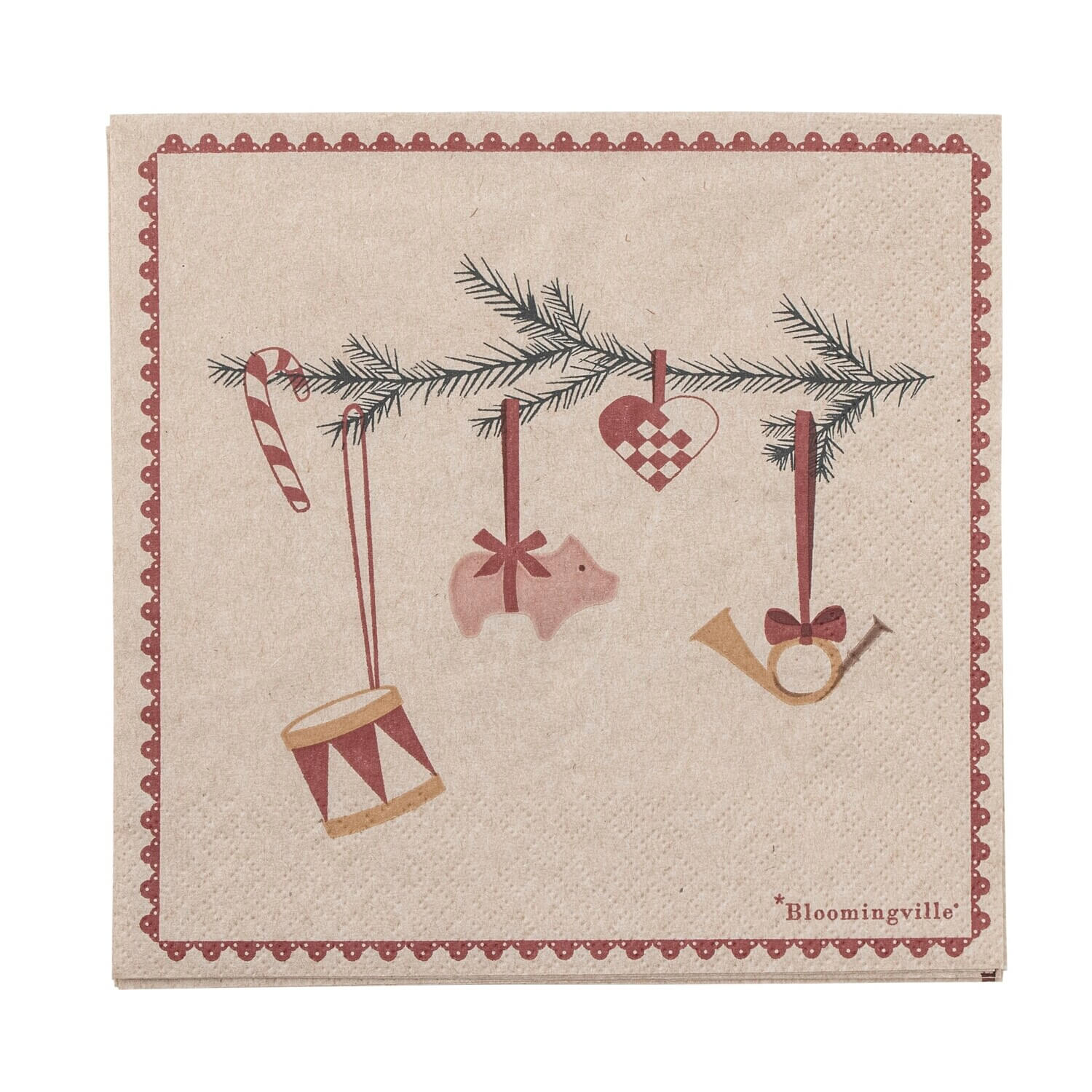 Papierserviette "Yule" - 33x33 cm (Rot)