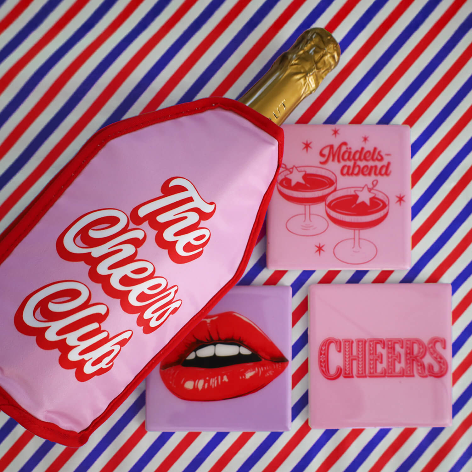 Untersetzer "Love Tiles - Cheers" - 11x0,6x11 cm (Rosa)