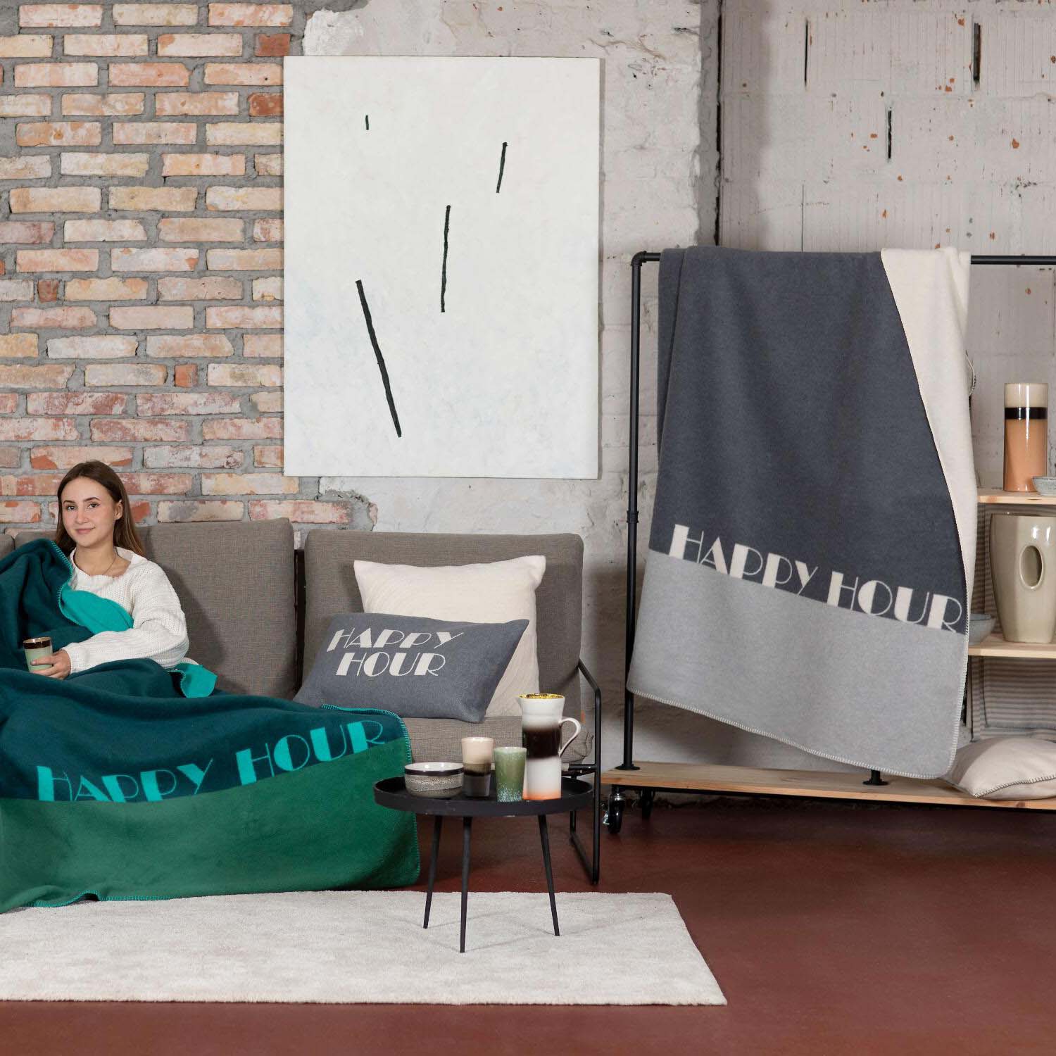 Wohndecke "SAVONA - Happy Hour" - 200x150 cm (Filz Mélé)