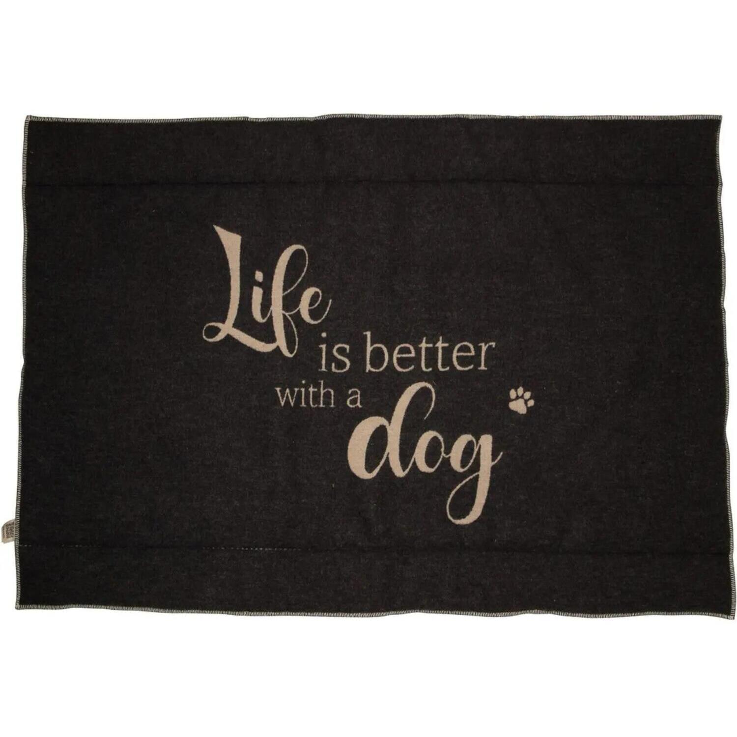 Hundematte "Life is better..." - 120x80 cm (Anthrazit)