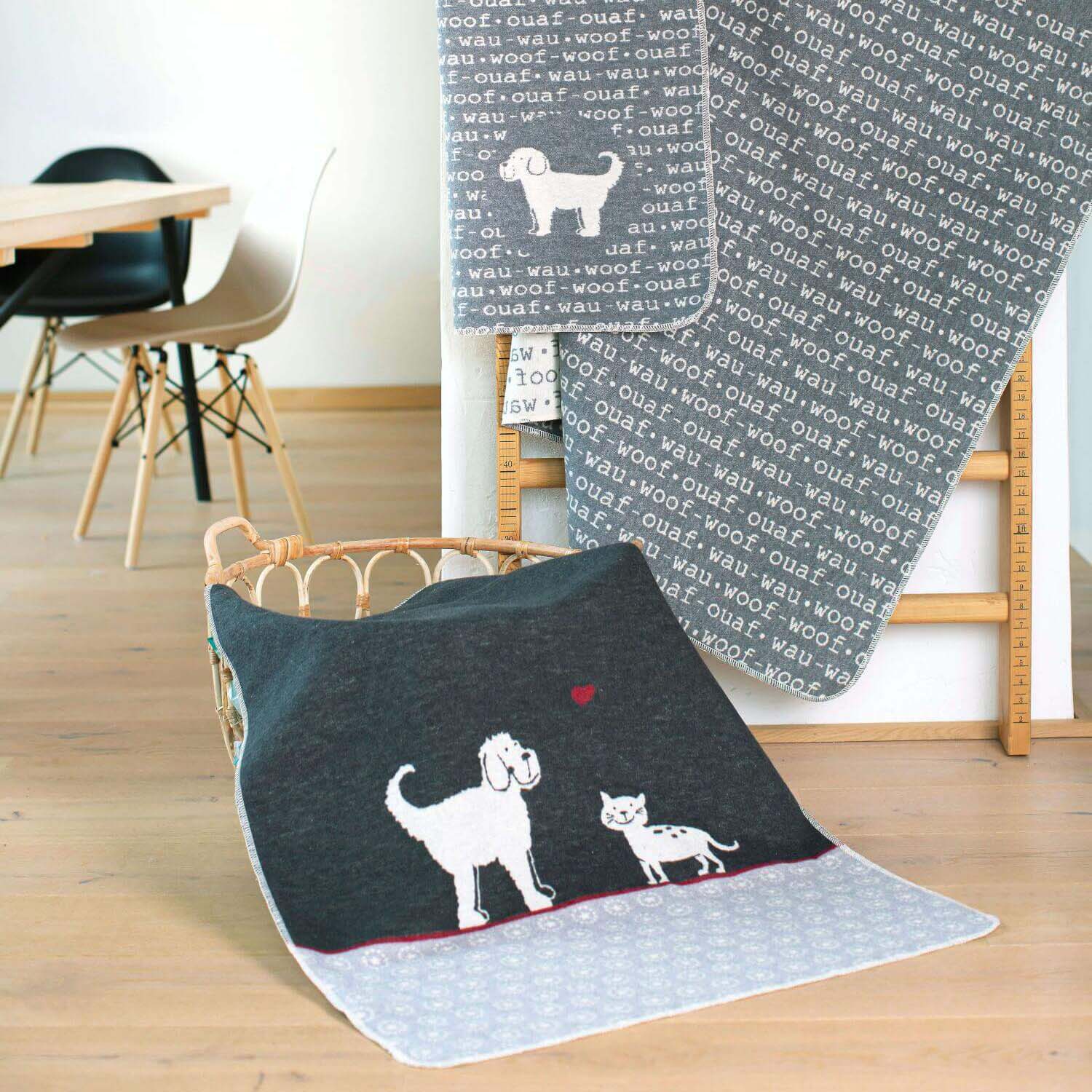 Haustierdecke "Hund & Katz" - 90x70 cm (Anthrazit)
