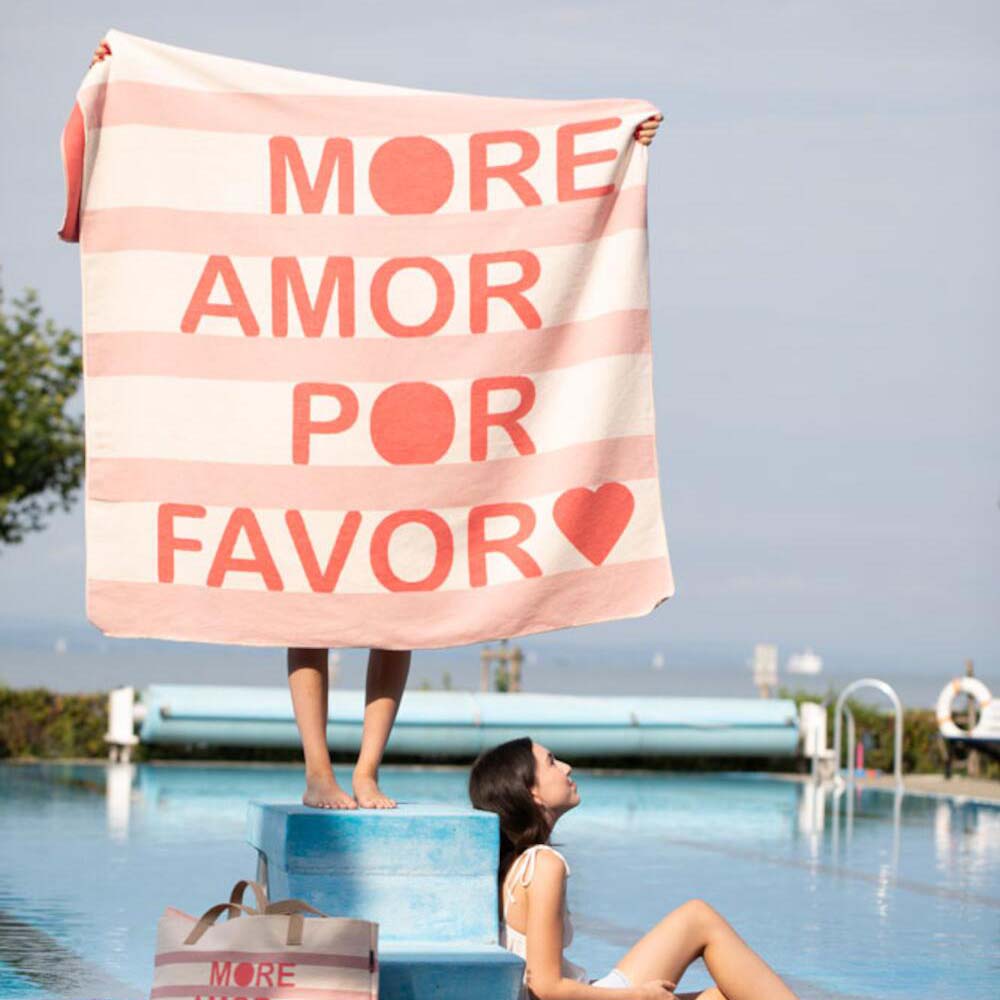 Flanelldecke "SILVRETTA - more amor" - 200x140 cm (Altrosa)