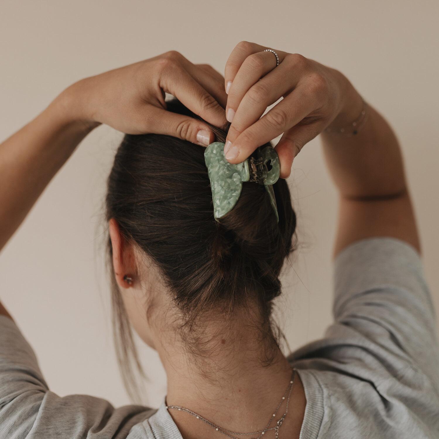 Haarspange "Herz" - groß (Jade)