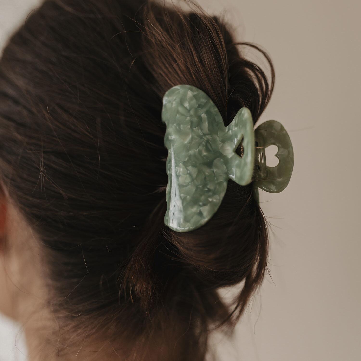 Haarspange "Herz" - groß (Jade)