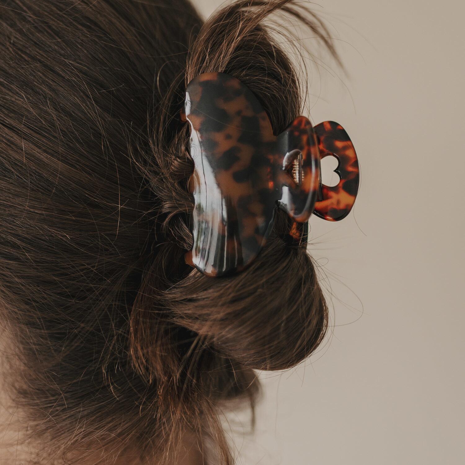 Haarspange "Herz" - groß (Amber)