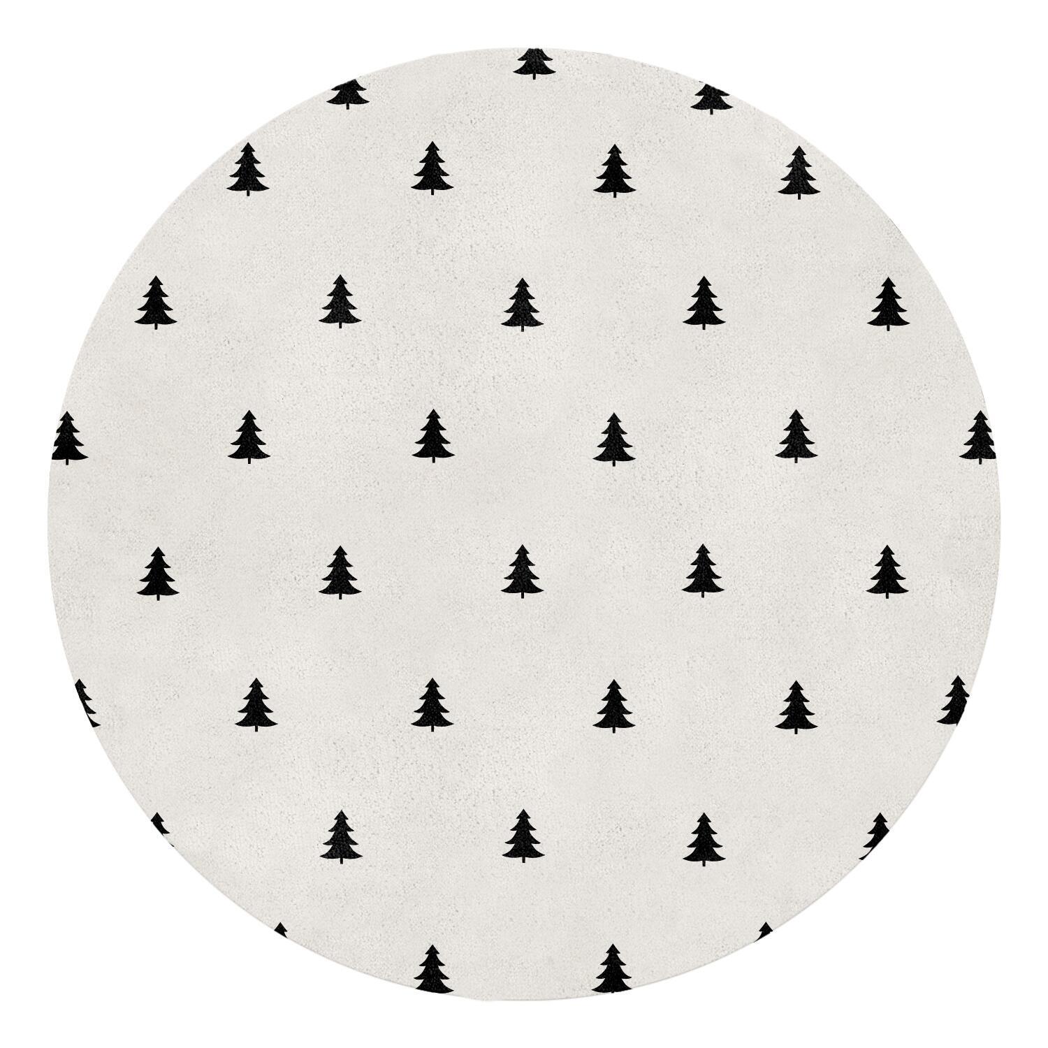 Runde waschbare Fußmatte "Tannen" - 100 cm (Weiß)