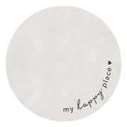 Matte rund waschbar "Happy Place" - 100 cm (Creme) Eulenschnitt