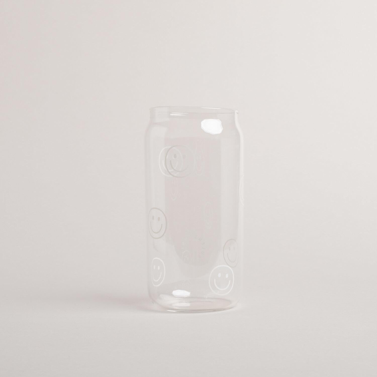 Hohes Trinkglas "Smileys" - 500 ml (Transparent)