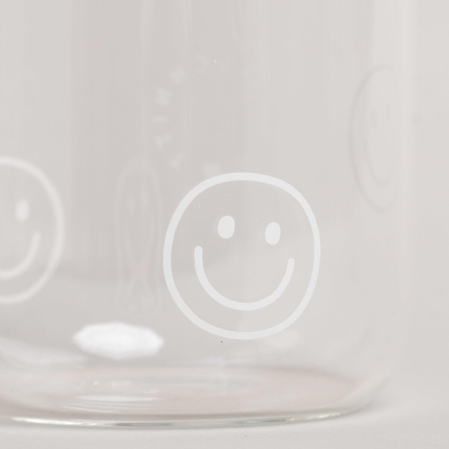 Hohes Trinkglas "Smileys" - 500 ml (Transparent)