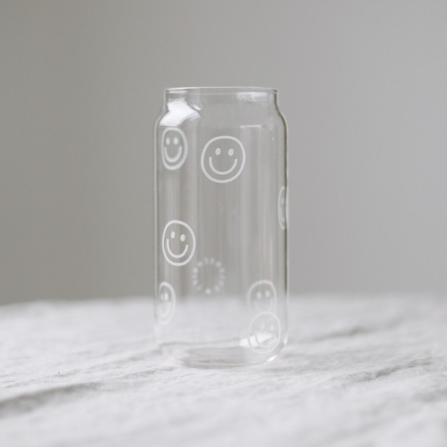 Hohes Trinkglas "Smileys" - 500 ml (Transparent)