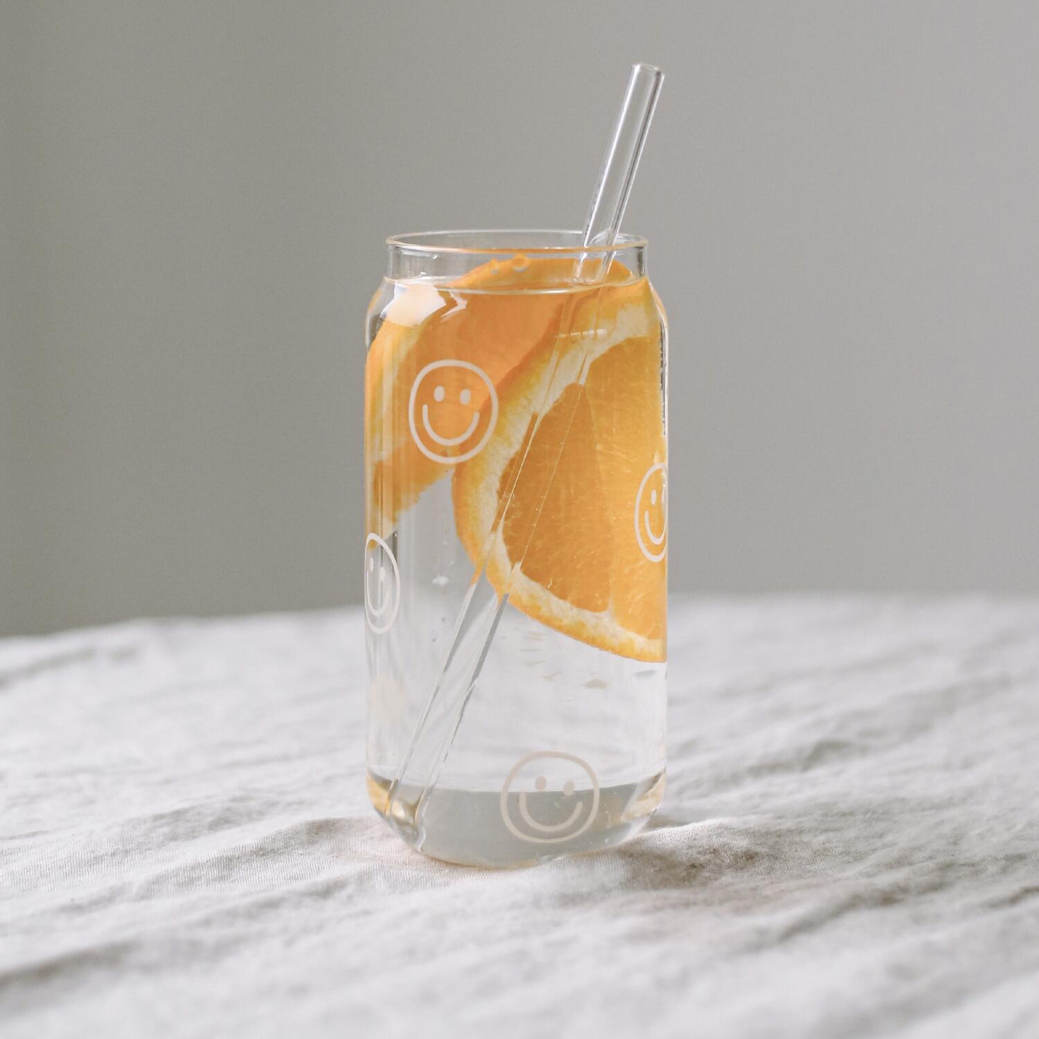 Hohes Trinkglas "Smileys" - 500 ml (Transparent)