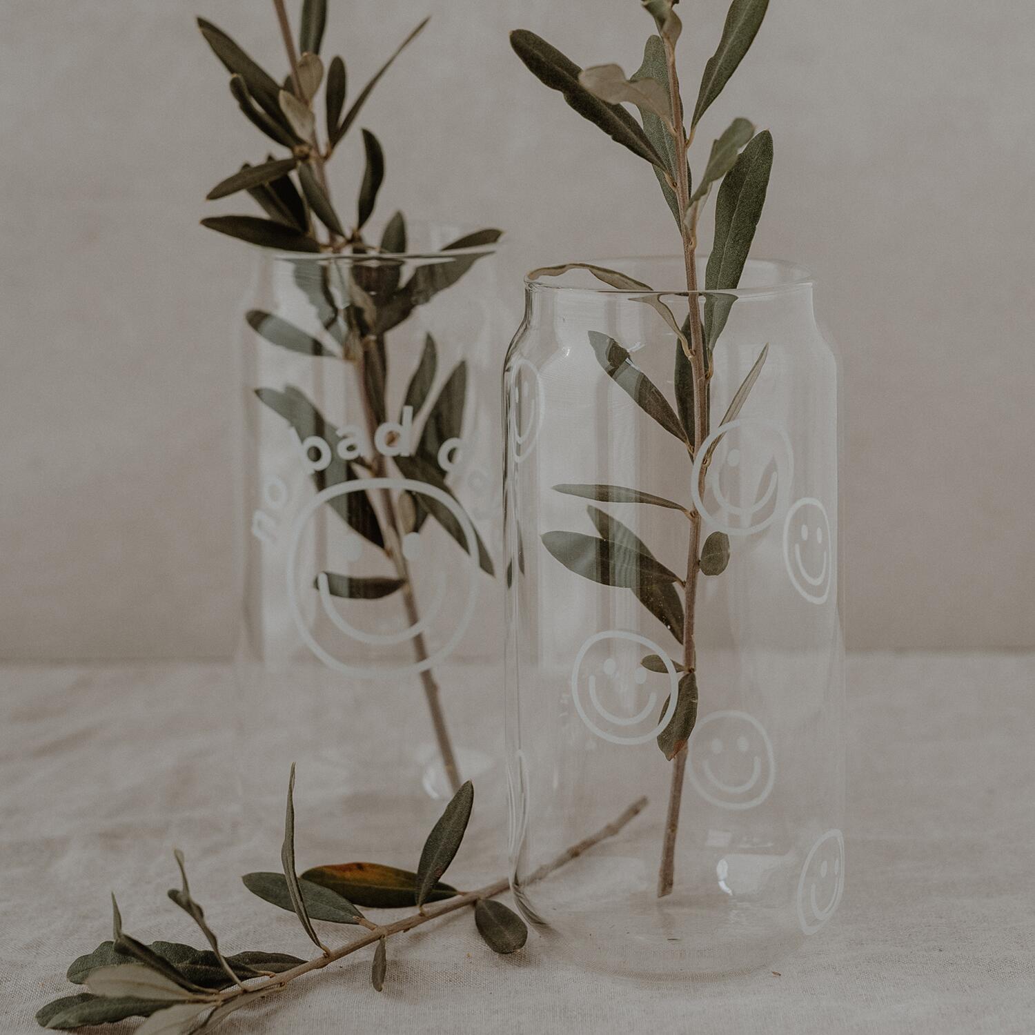 Hohes Trinkglas "Smileys" - 500 ml (Transparent)