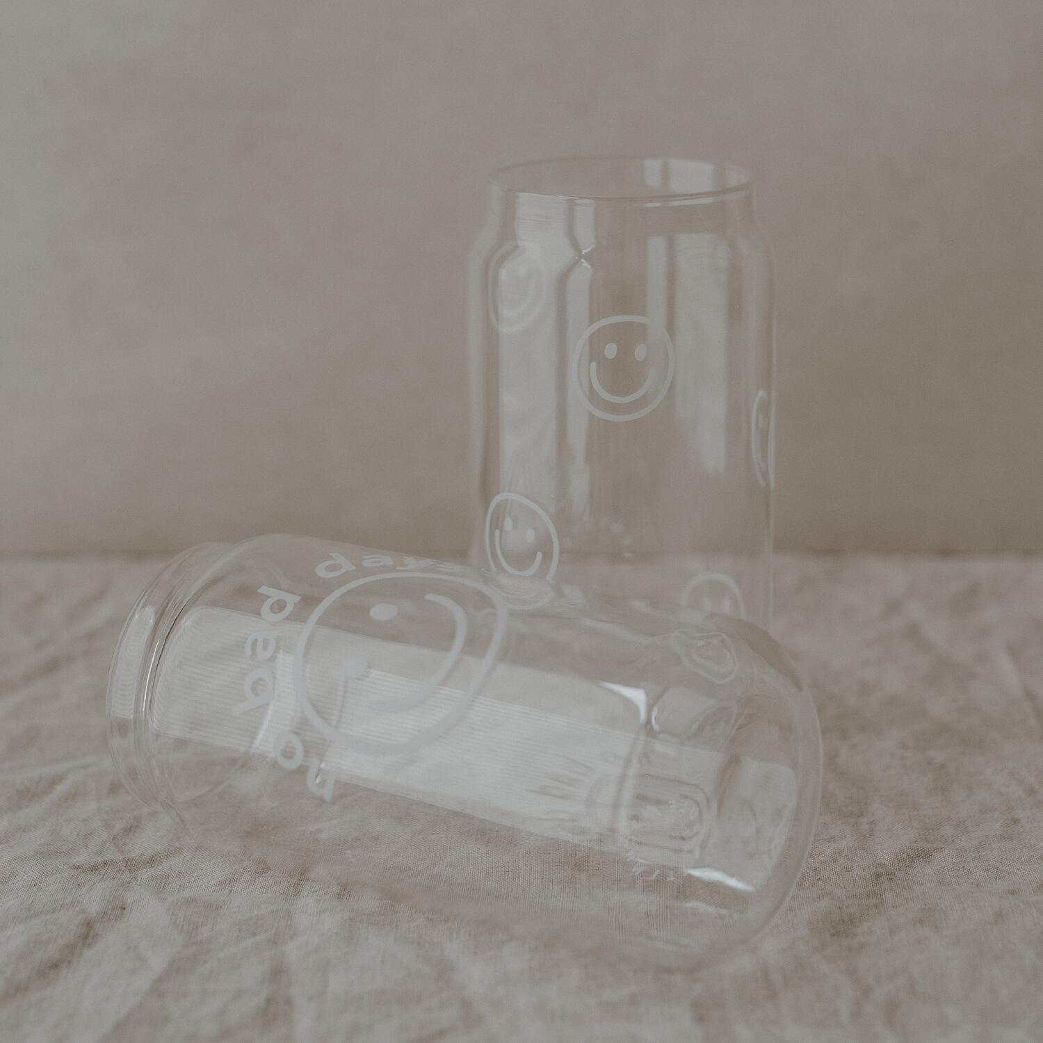 Hohes Trinkglas "Smileys" - 500 ml (Transparent)