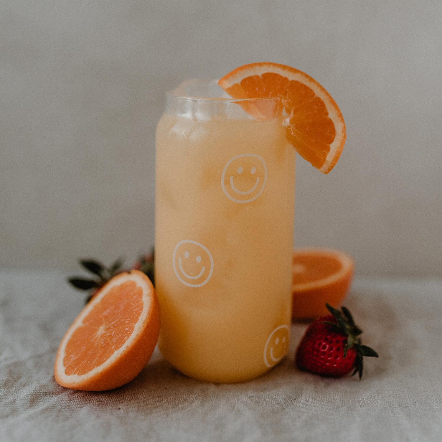 Hohes Trinkglas "Smileys" - 500 ml (Transparent)