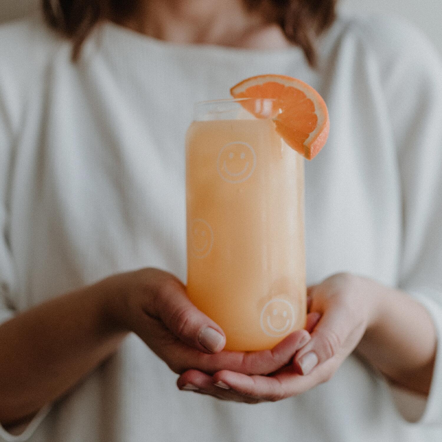 Hohes Trinkglas "Smileys" - 500 ml (Transparent)