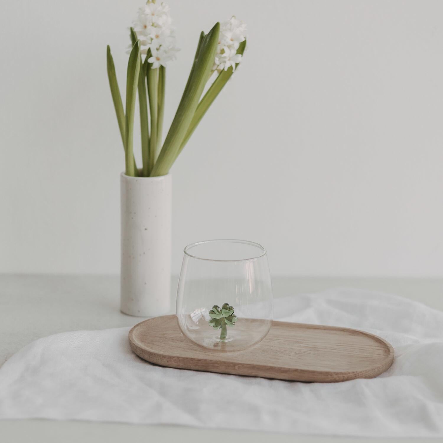 Trinkglas "Kleeblattfigur" (Transparent/Grün)