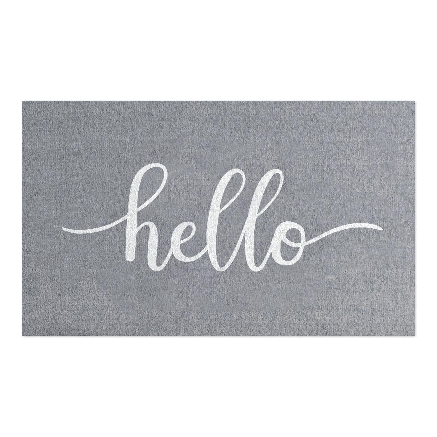 Waschbare Fußmatte "Hello" - 75x45 cm (Grau)