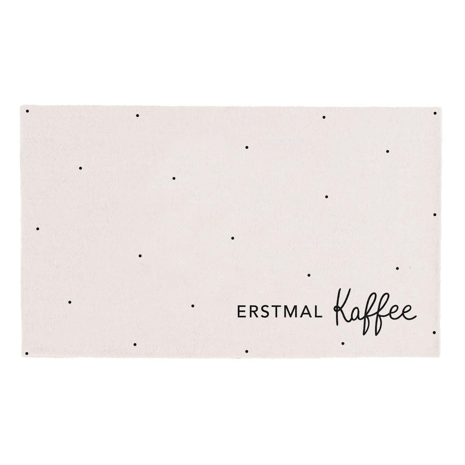 Waschbare Fußmatte "Erstmal Kaffee" - 75x45 cm (Creme)
