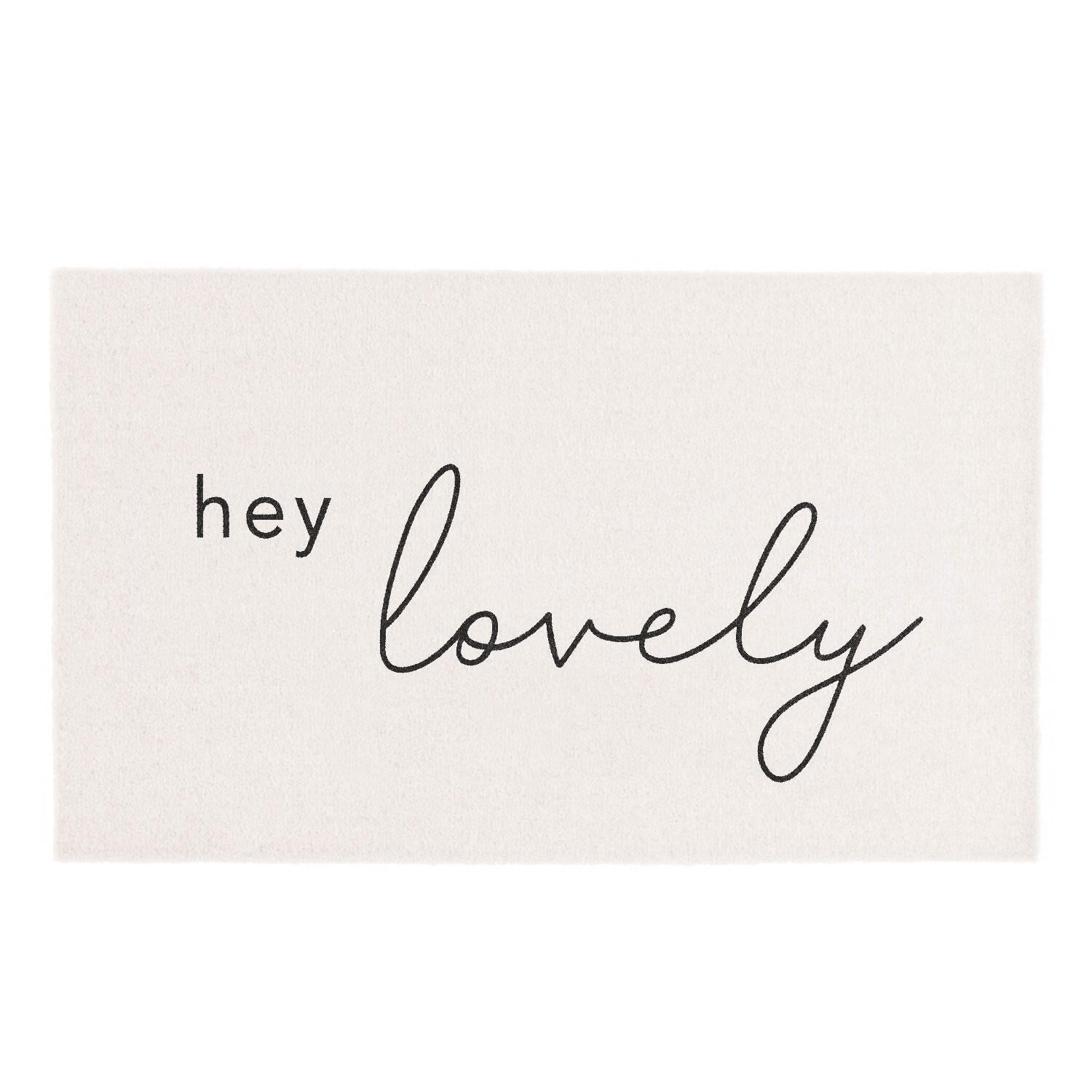 Waschbare Matte "Hey Lovely" - 120x67 cm (Creme)