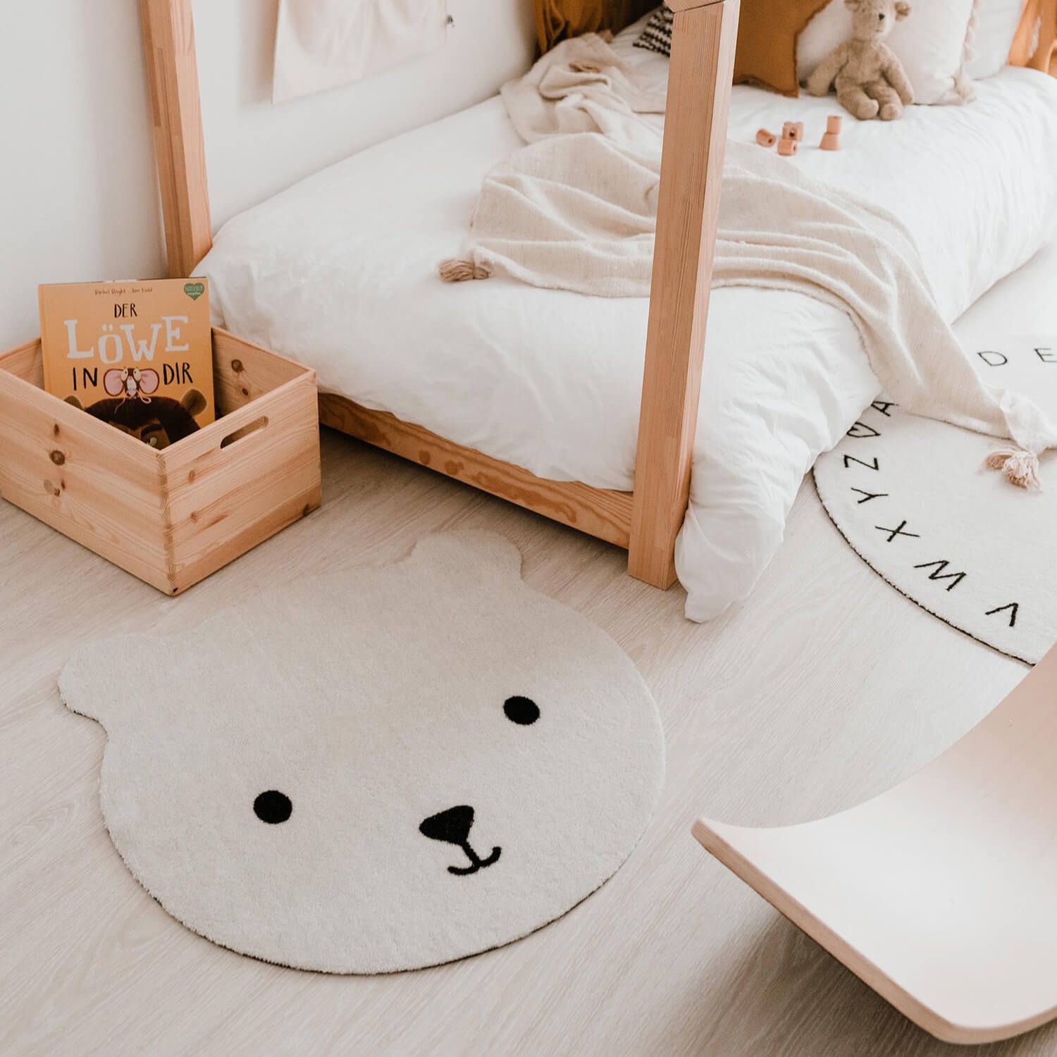 Kinderteppich waschbar "Bär" - 67 cm (Creme)