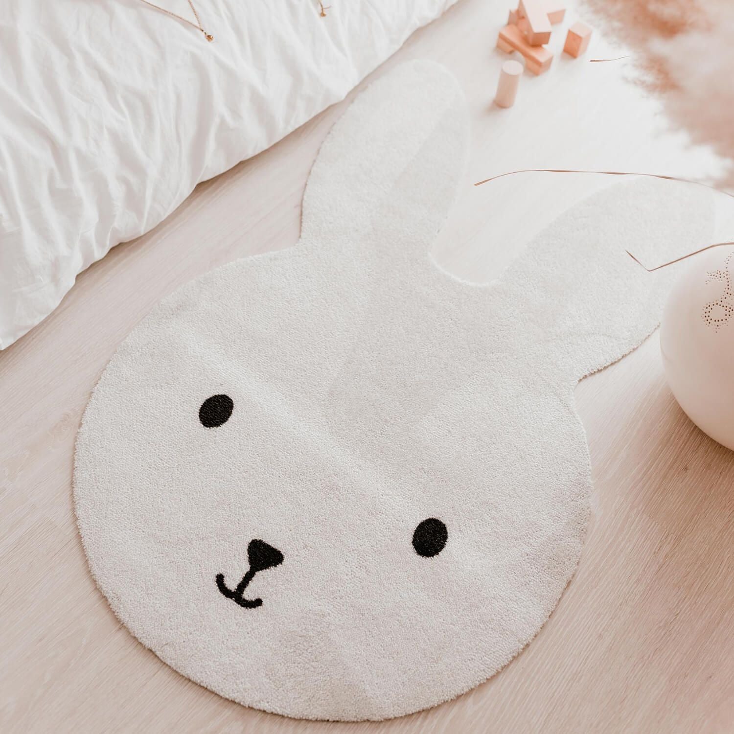 Kinderteppich waschbar "Hase" - 67x105 cm (Creme)