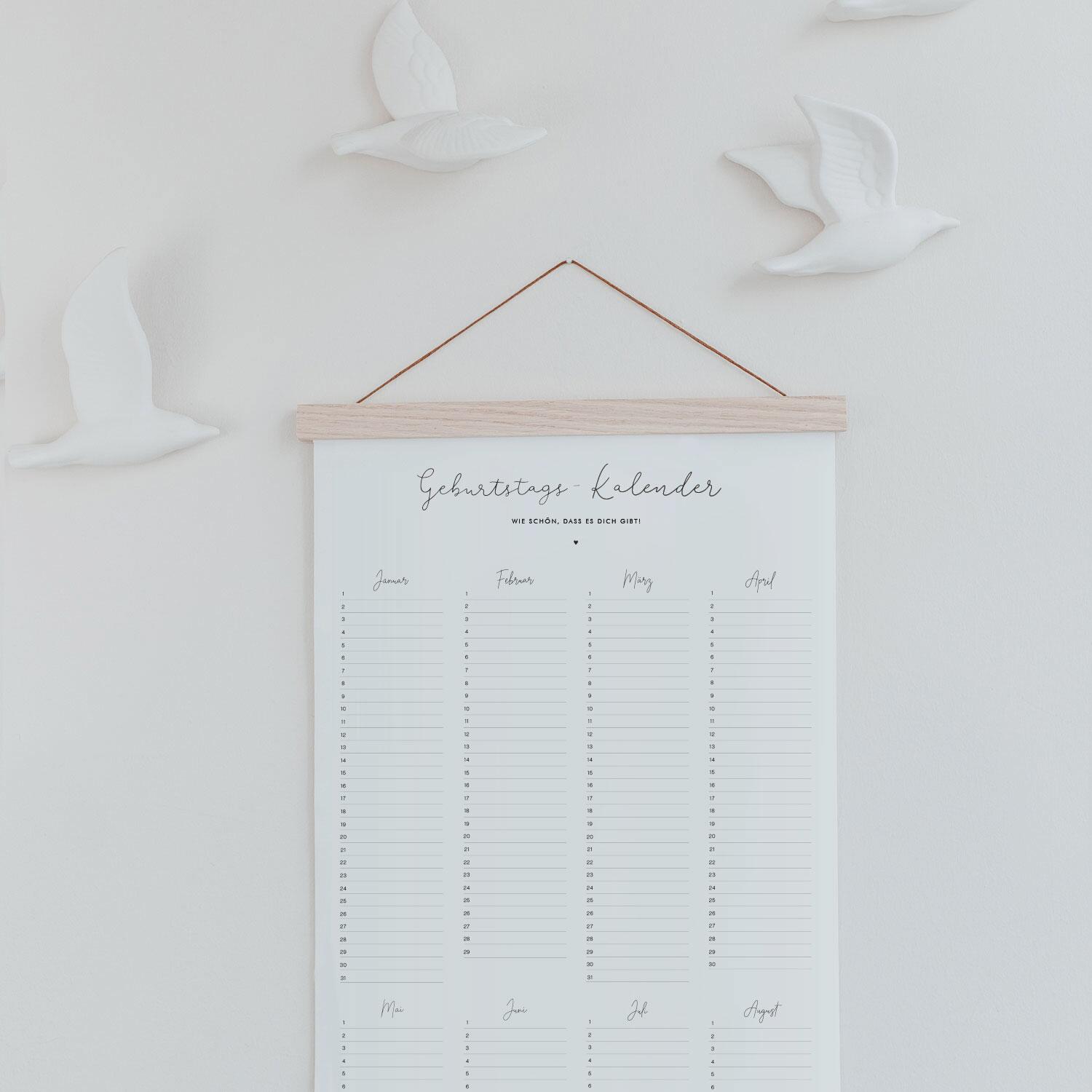 Geburtstagskalender - 29,7 x 84 cm (Weiß)