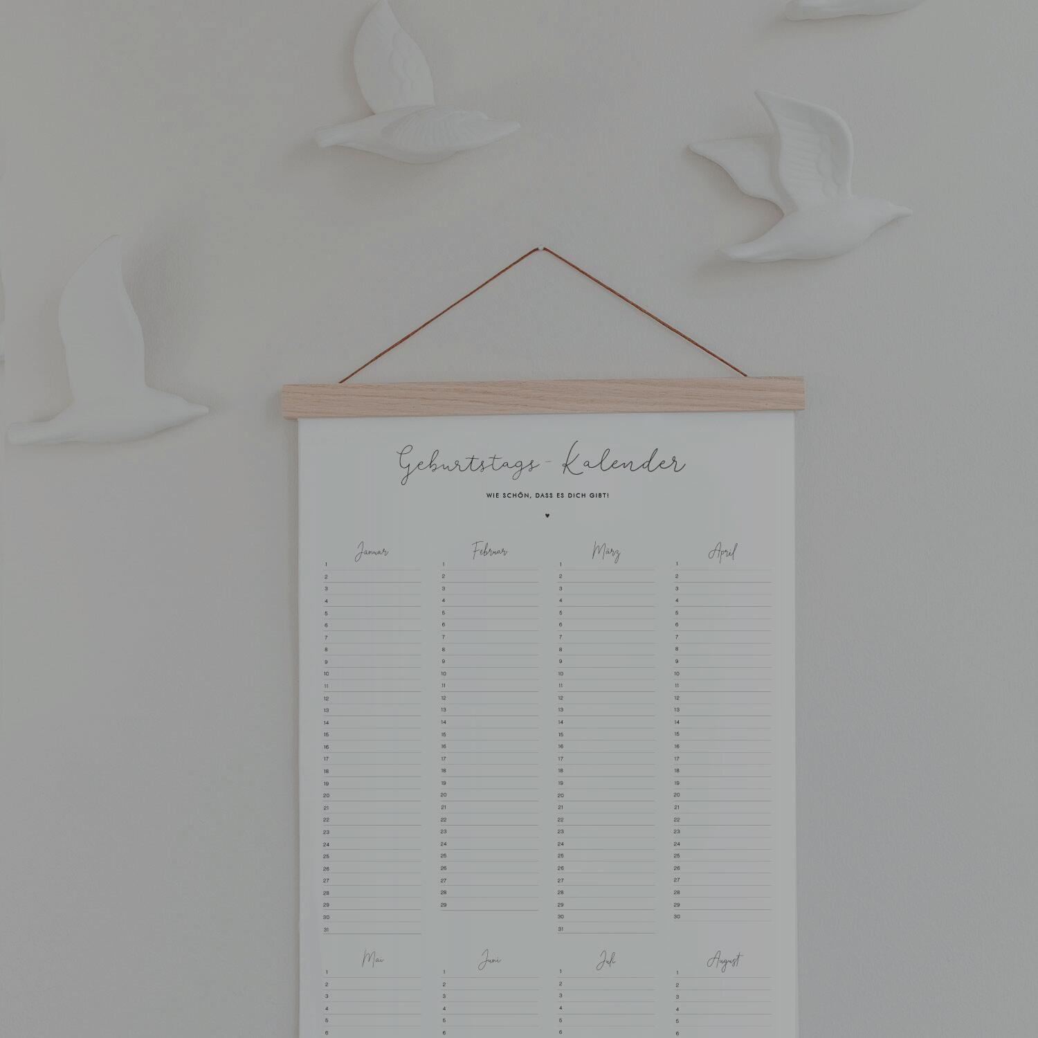 Geburtstagskalender - 29,7 x 84 cm (Weiß)