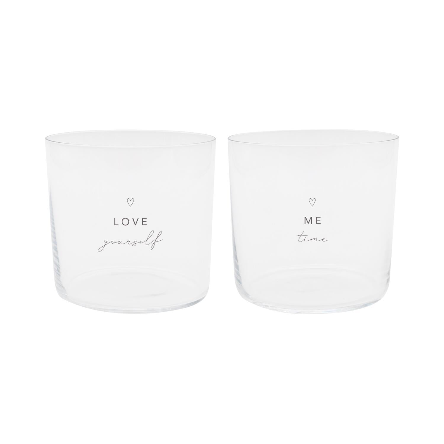 Trinkglas "Selflove" im 2er-Set - 350 ml (Schwarz)