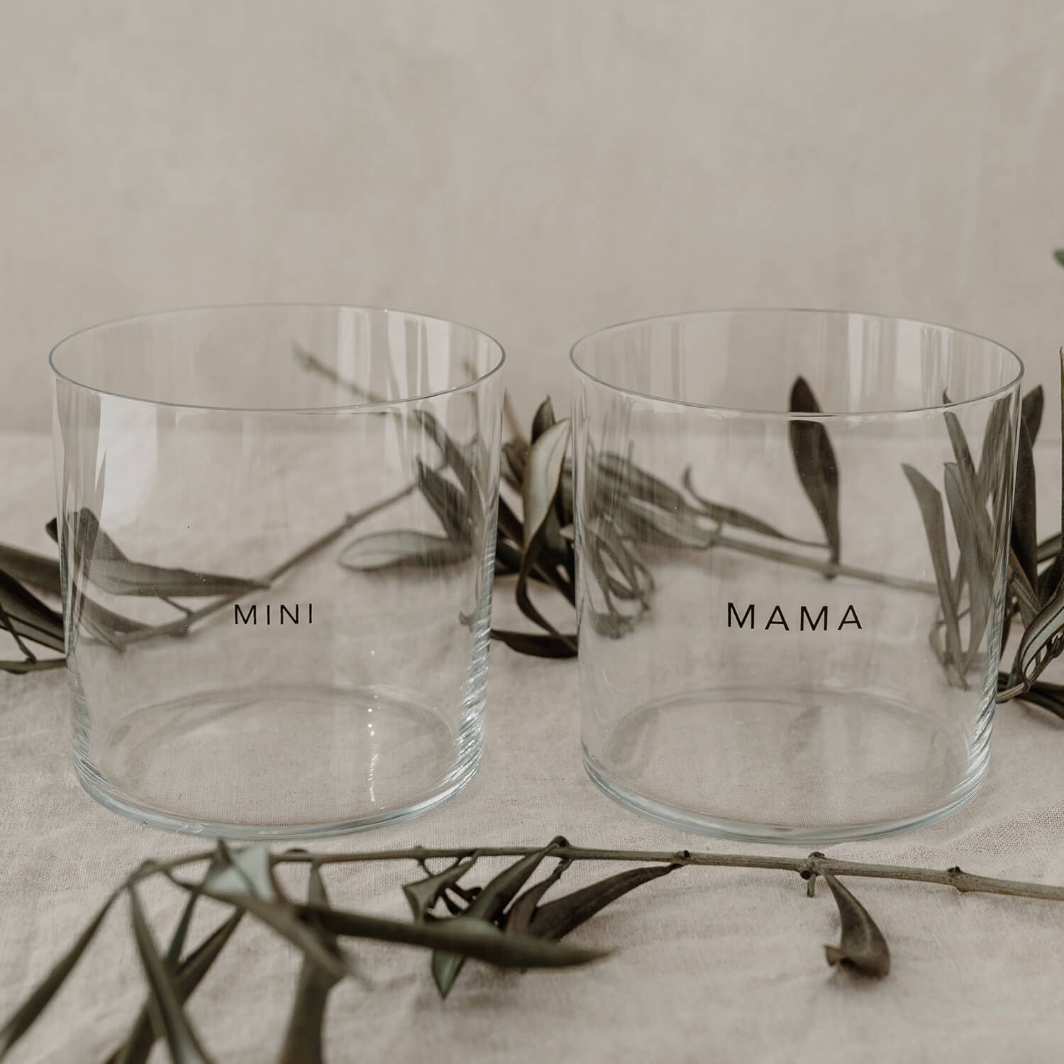 Trinkglas "Mama & Mini" im 2er-Set - 350 ml (Transparent)