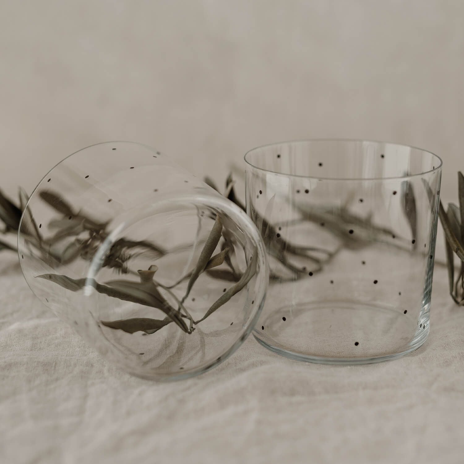 Trinkglas "Punkte" im 2er-Set - 350 ml (Transparent)