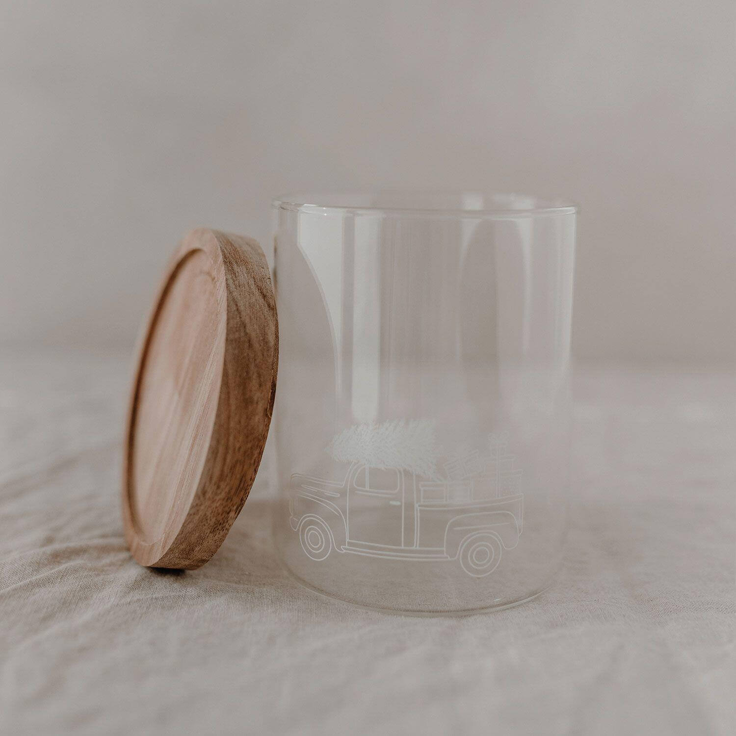 Vorratsglas "Weihnachtsauto" - 11x13 cm (Transparent/Natur)