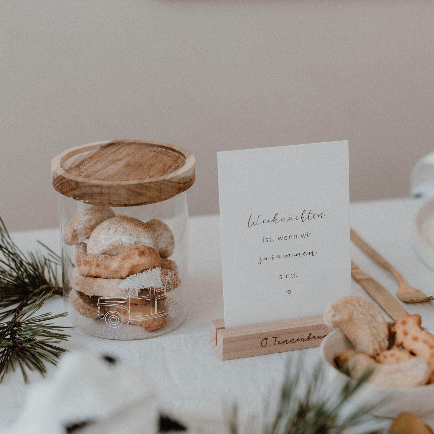 Vorratsglas "Weihnachtsauto" - 11x13 cm (Transparent/Natur)