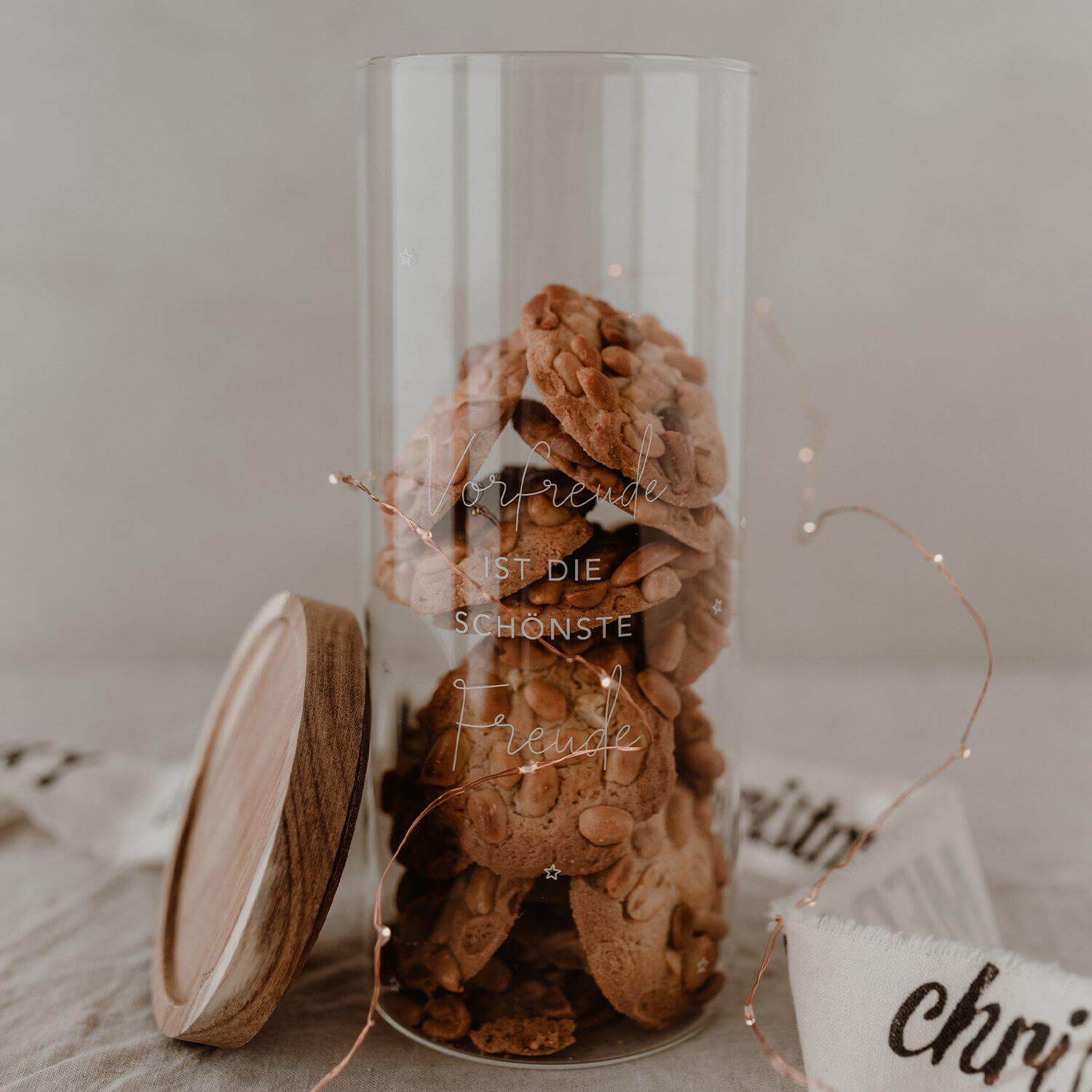 Vorratsglas "Vorfreude" - 11x25 cm (Transparent/Natur)