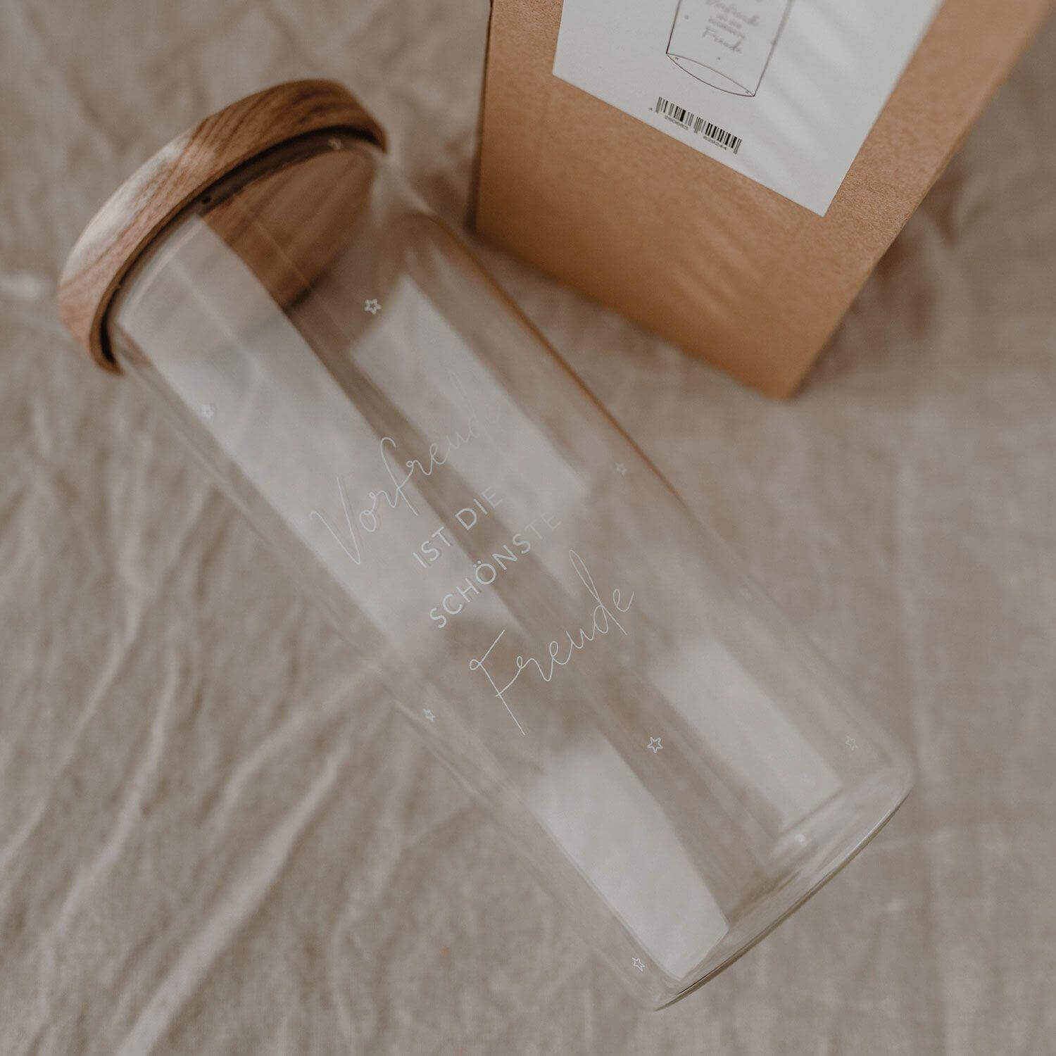 Vorratsglas "Vorfreude" - 11x25 cm (Transparent/Natur)