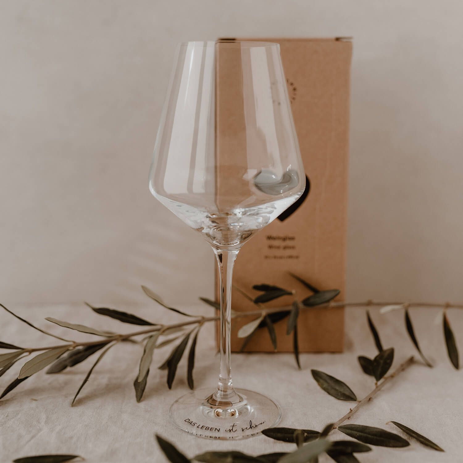 Weinglas "Das Leben ist schön" - 490 ml (Transparent)