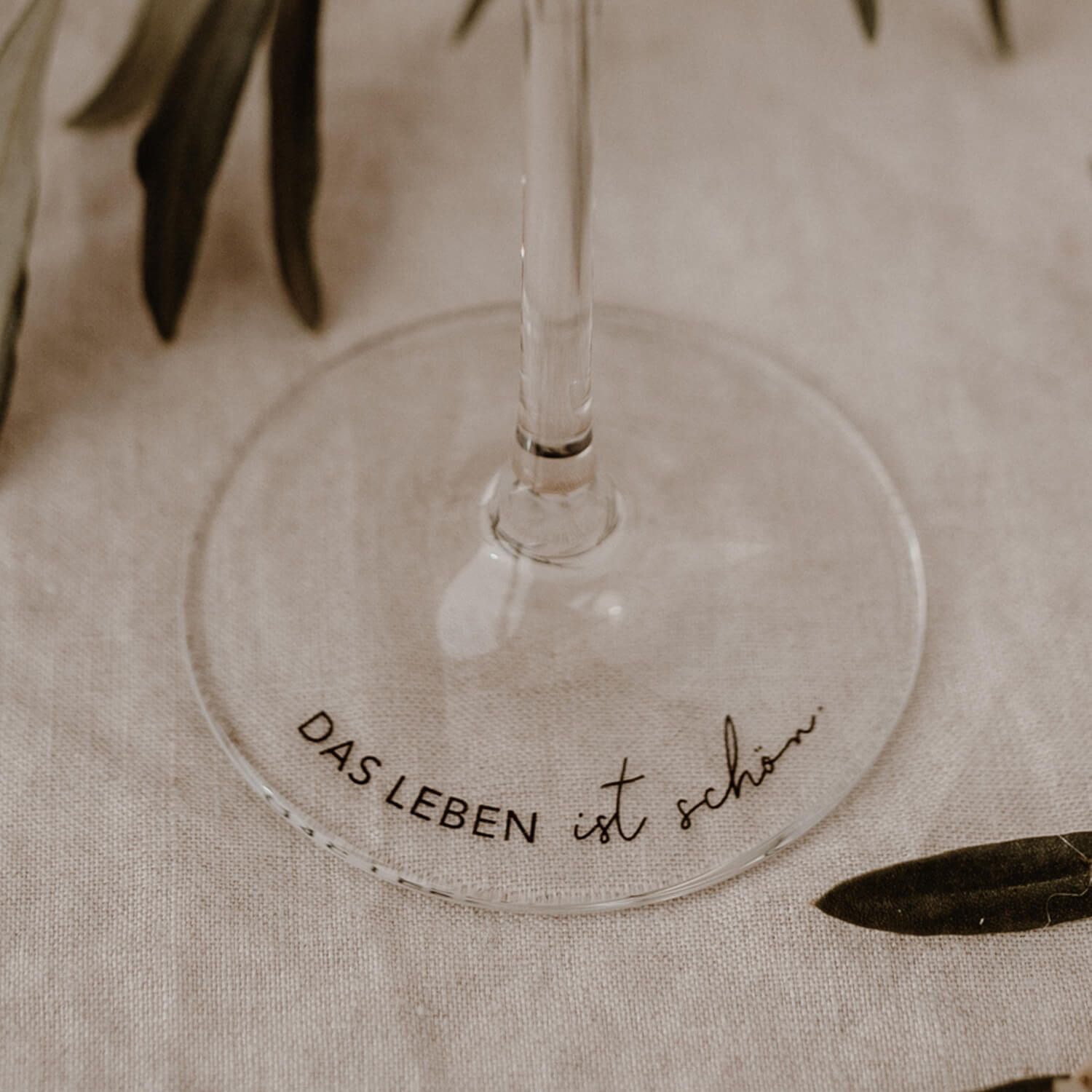 Weinglas "Das Leben ist schön" - 490 ml (Transparent)