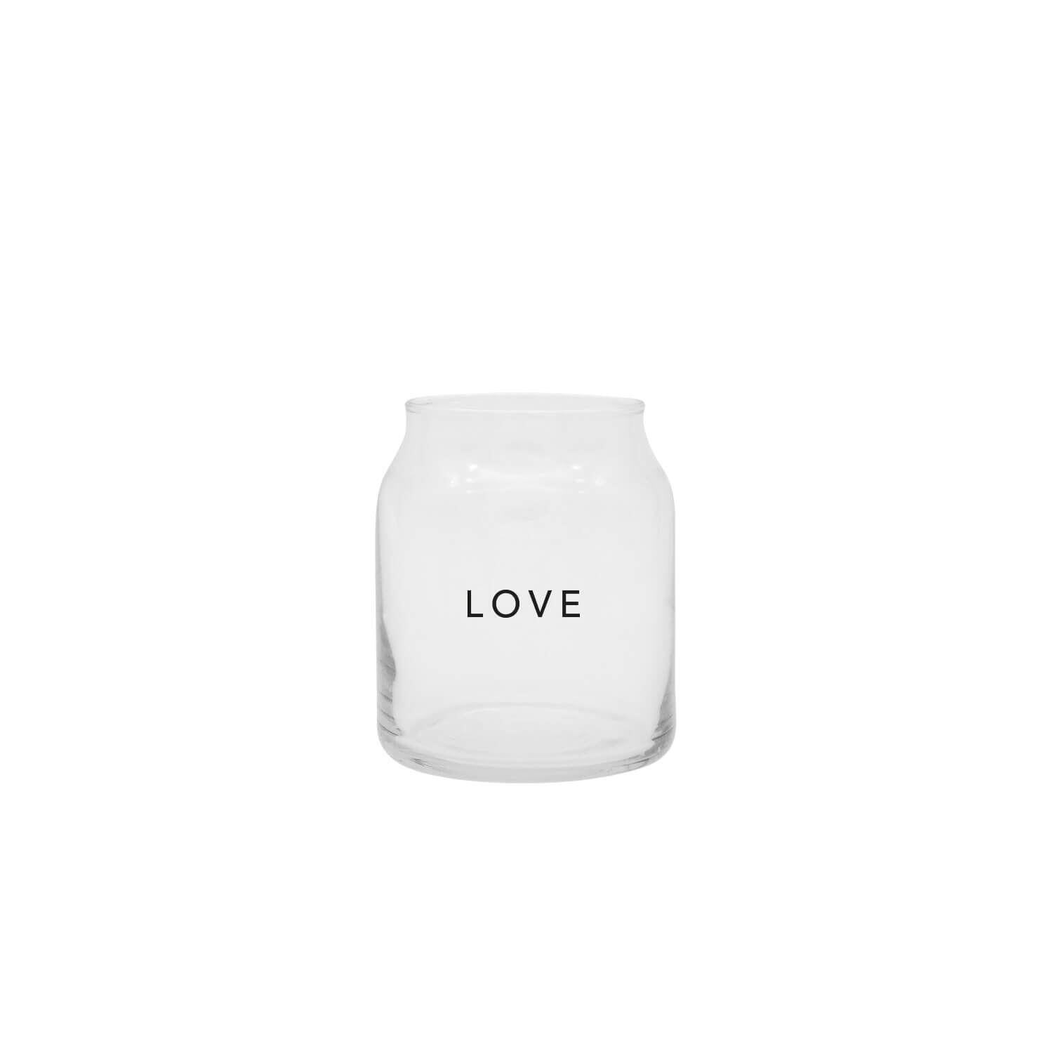 Vase aus Glas "Love" - klein (Transparent)