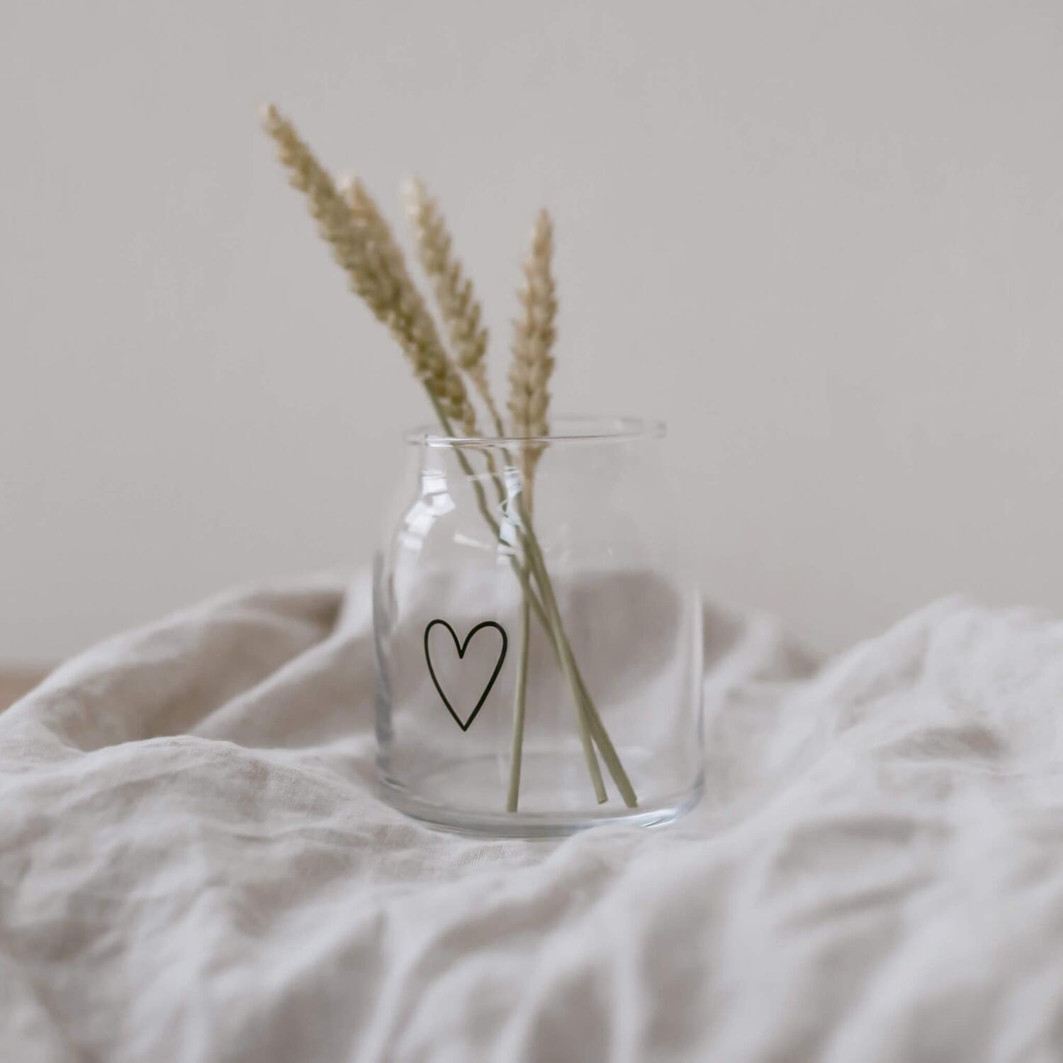 Vase aus Glas "Herz" - klein (Transparent)