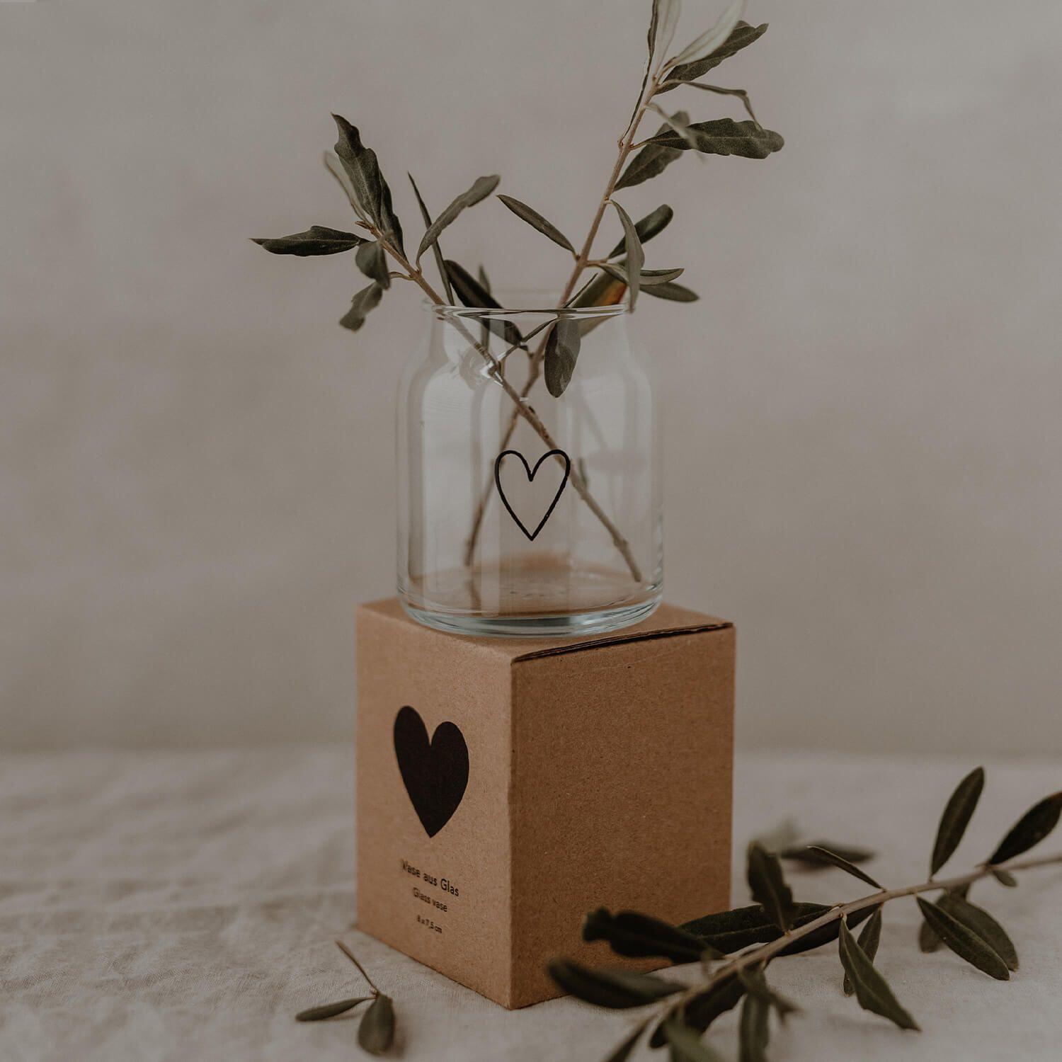Vase aus Glas "Herz" - klein (Transparent)
