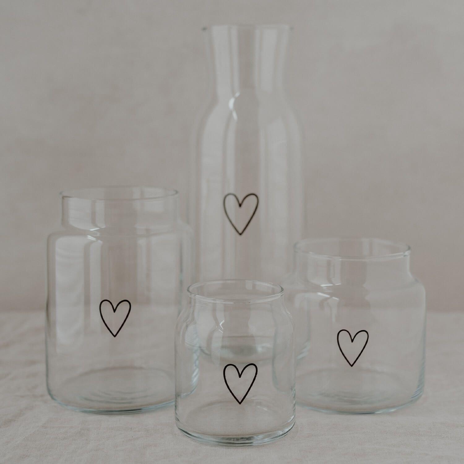 Vase aus Glas "Herz" - klein (Transparent)